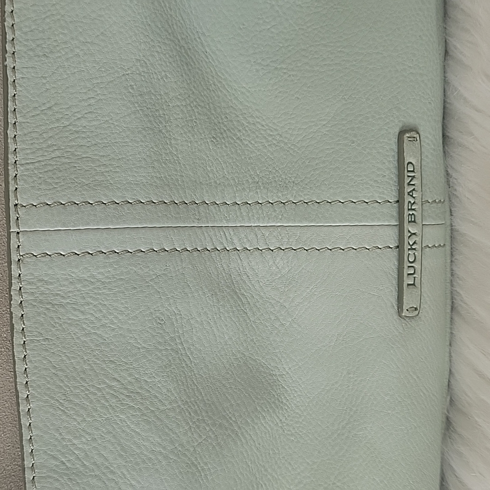 Lucky Brand Lyia leather crossbody bag in seagrass color NEW - Picture 9 of 15